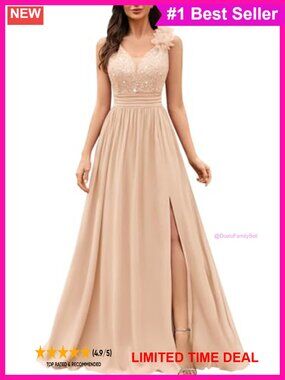 Sequined Floral Lace V-Neck Sleeveless A-Line Maxi Evening Dress